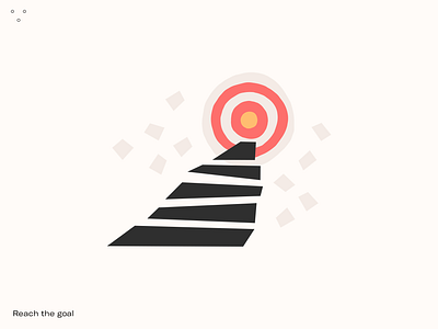 Reach the goal 2d application cutout flat illustration simple stairs target webdesign