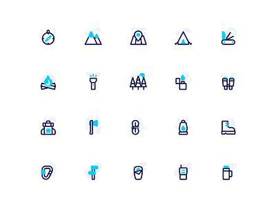 Camping Icons adventure backpack bonfire camp camper campfire camping campsite compass icon iconography journey outdoor picnic recreation tent trip ui icon vector icon wilderness