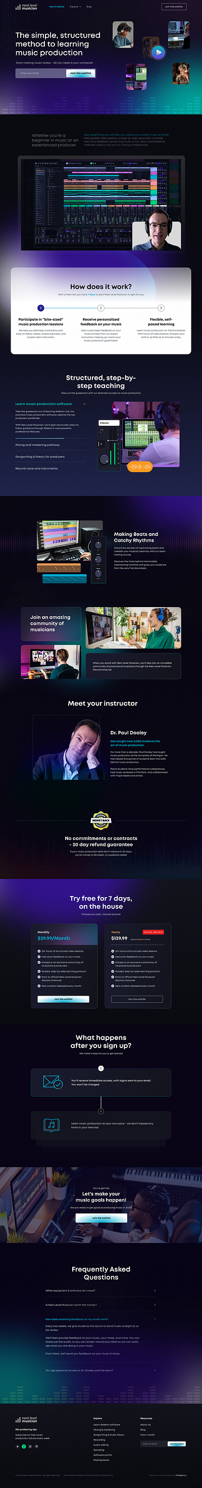 Next Level Musician Landing Page Design design graphic design illustration landing page ui ux web