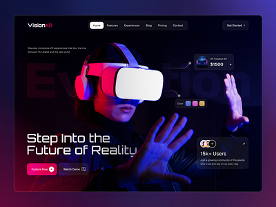 VR Landing Page UI ai app app design application ar clean colorful corporate creative daily ui dark design graphic design homepage reality ui ux virtual reality vr website