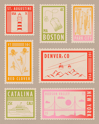 Summer Travels Round 2 brand brand assets branding concept creative design draw drawing graphic design illustration logo stamp summer travel travels vector