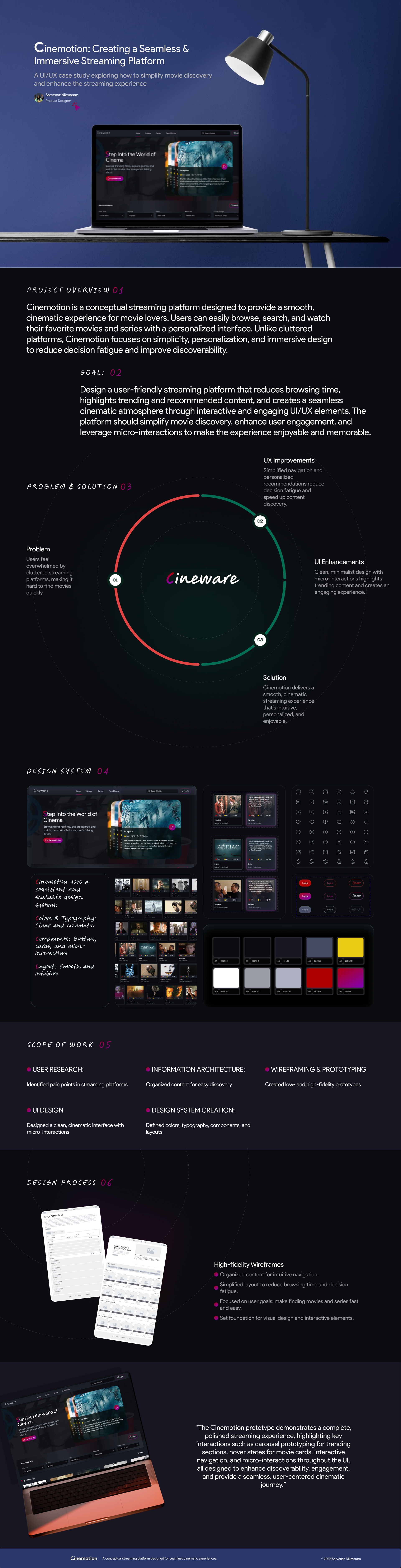 🎬 Modern Streaming Platform UI Design — Cinemotion animation carousel prototyping case study casestudy cinama design thinging design thinking hover landing landing page movie product design prototype scroll horizontal scroll vertical streaming ui uiux ux web