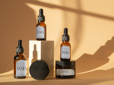 Jania Brand Identity amber jar behance bio branding brand brand designer brand identity branding cosmetic cosmetic branding design studio dropper dropper bottle graphic design identity inspiration jar logotype packaging skincare