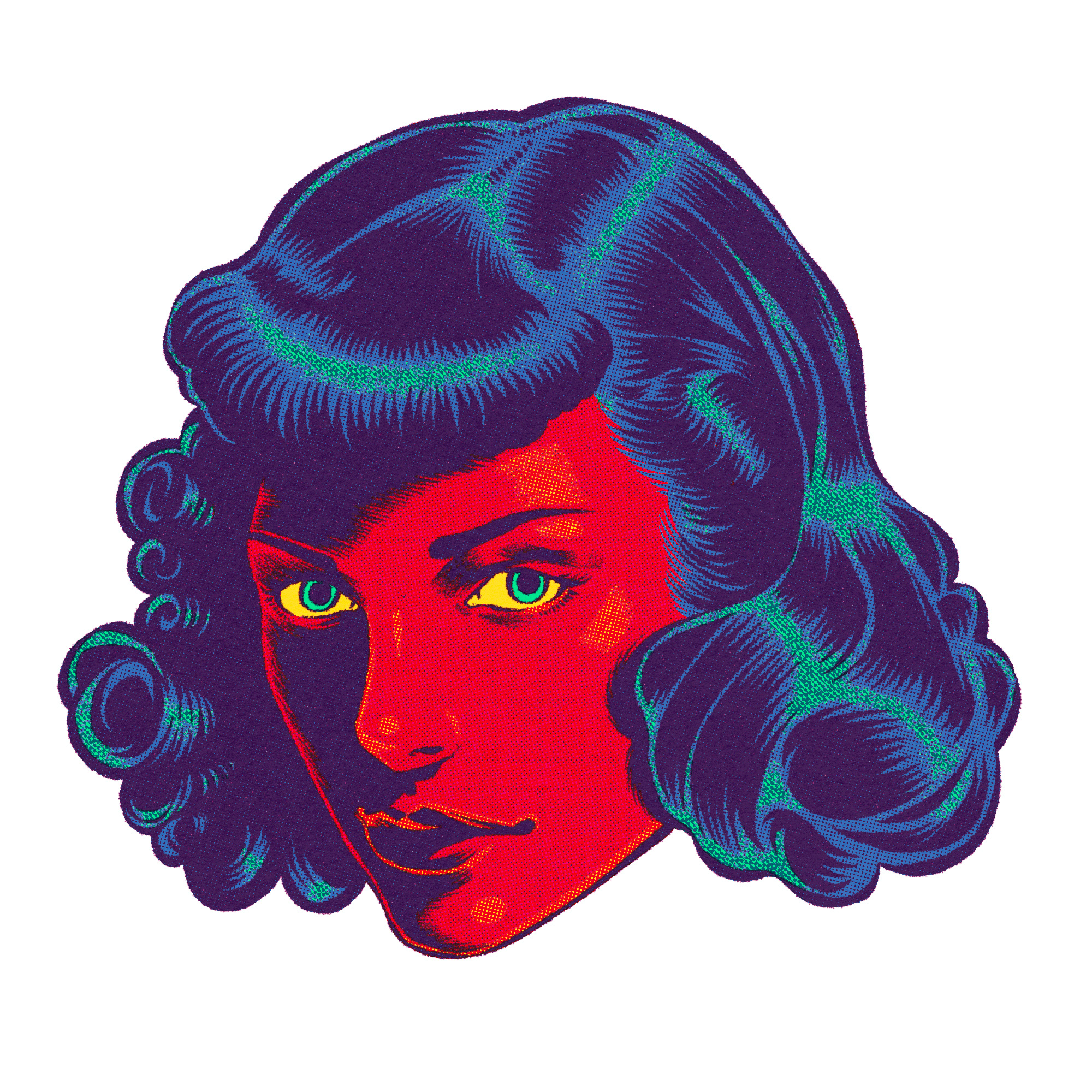 Blaze Haze 4cp 70s 80s atomic era colourful comic comic style halftones illustration mid century neo retro pop art red retro retro futurism riso screen print trippy vintage violet