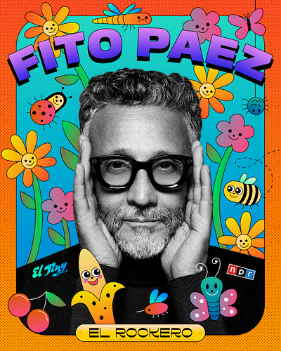 Fito Paez bee bugs flowers illustration ladybug latin latino music spider sunflower tiny desk vector
