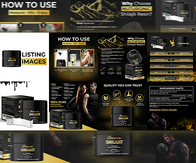 Shilajit Resin Listing Design a content acontent acontent design advertising amazon amazon listing design branding design ebc ebc design ecommerce graphic design image editing infographics listing design listing images photo manipulation