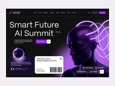 Smartvision Summit 2025 - Landing Page ai illustration ai powered human branding cyber human generative ai hero landing page logo design ui ux web 3.0 design web design