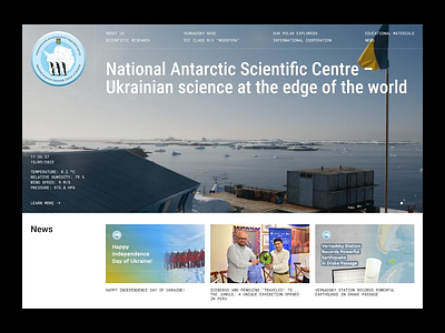 Website for Ukrainian National Antarctic Scientific Centre animation antarctic penquin science site ui ukraine uxui website