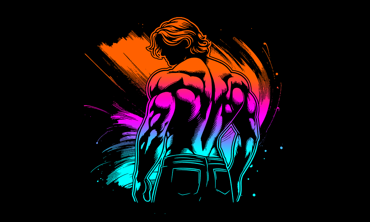 Neon Muscle Aesthetics – Retro Synthwave Bodybuilding designs 80s aesthetic bodybuilding fitness art fitness art illustration neon retro synthwave t shirt design vaporwave vintage style
