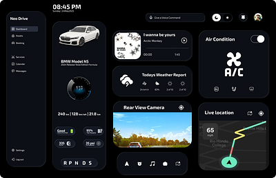 EV-Car Dashboard UI - Dark Mode ui