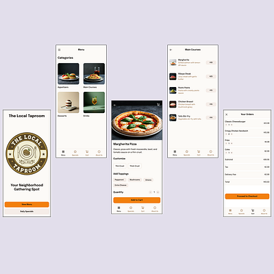 The Local Taproom - A Restaurant App app design dailyui design food delivery app italy logo restaurant ui