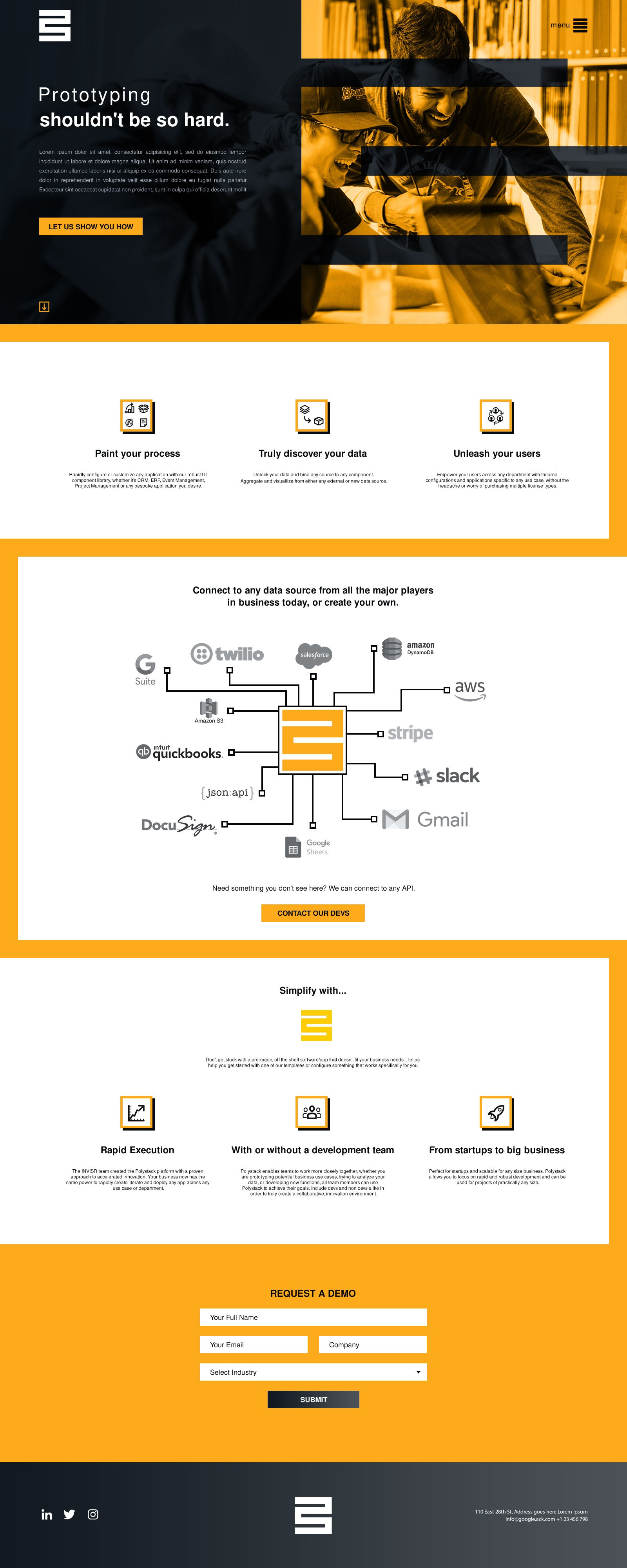 Landing page for technical app startup woocommerce