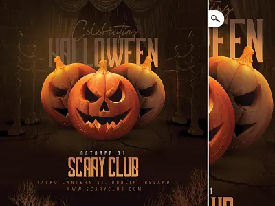 Halloween Celebration Party Flyer ireland jacko lantern pumpkin theme themed