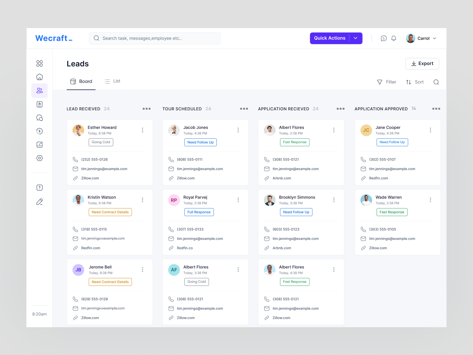 Rental PMS - Kanban Board by Royal Parvej for WeCraft on Dribbble