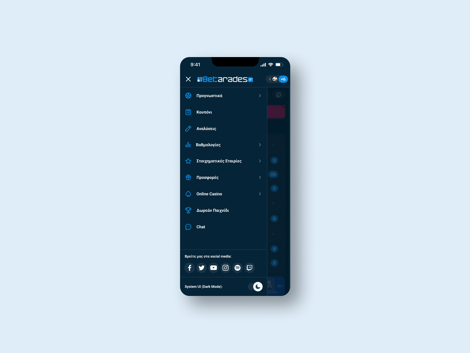 Menu for sport betting website betting interface menu mobile navigation sidemenu sports ui uiux website