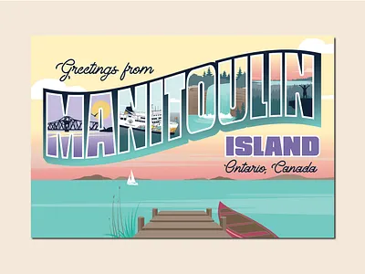 Greetings from Manitoulin design great lakes greetings illustration landscape manitoulin island mural postcard travel