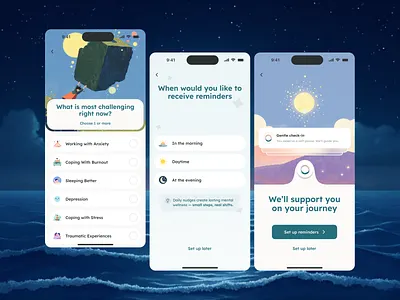 Modern Design for a Mental Health App That Truly Supports Users ai chat app app case study app design app uiux design digital therapy emotional check in healthtech intuitive design meditation app mental health app mobile app design product design research based design ui design user centered design user flow ux design web adaptation