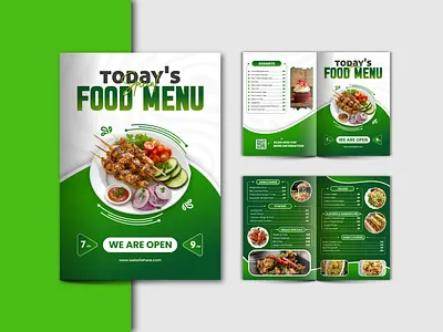 Fresh & Modern Bi-Fold Food Menu Design advertising bifold mnu branding clean layout food manu graphic design marketing minimal design modern design product presentation