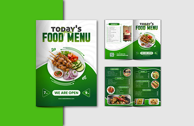 Fresh & Modern Bi-Fold Food Menu Design advertising bifold mnu branding clean layout food manu graphic design marketing minimal design modern design product presentation