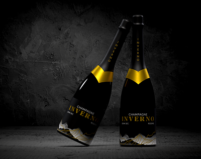 The Art of Champagne: The Premium and Sophisticated Label Design 3d alcohol beverage black bottle branding champagne design drink gold graphic graphic design illustration label logo luxury packaging premium silver