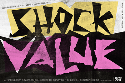 Shock Value - An Expressionist, Cartoon-ish, Horror Display Font