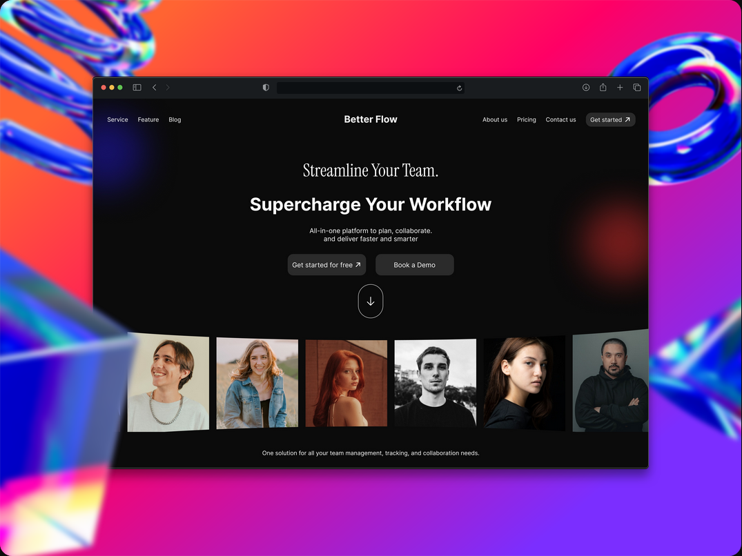 Team Management "Better Flow" dashboarddesign herosection managementtool projectmanagement saasdesign saasui taskmanagement ui ux uxdesign webdesign