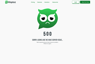 500 internal server error page design waptoz design ui ux webdesign