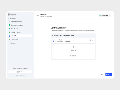 Verify Your Identity claim claim steps product design upload id verify your identity