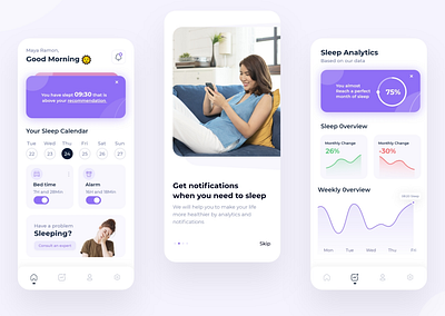 Sleep Tracking App UI – Clean & Minimal Design branding creative design illustration logo ui