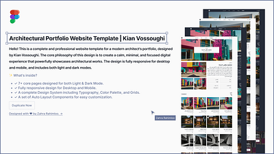 Architectural Portfolio Website - Light & Dark Mode (Figma) figma graphic design portfolio ui