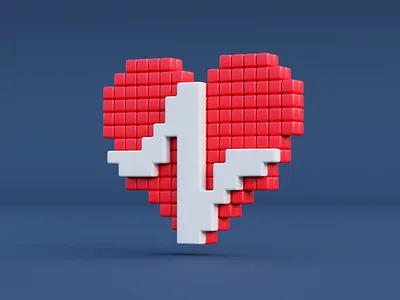 3D Pixel Logo for Augme 3d blender blue brand branding c4d design electrocardiogram heart icon illustration line logo logo design pixel red render