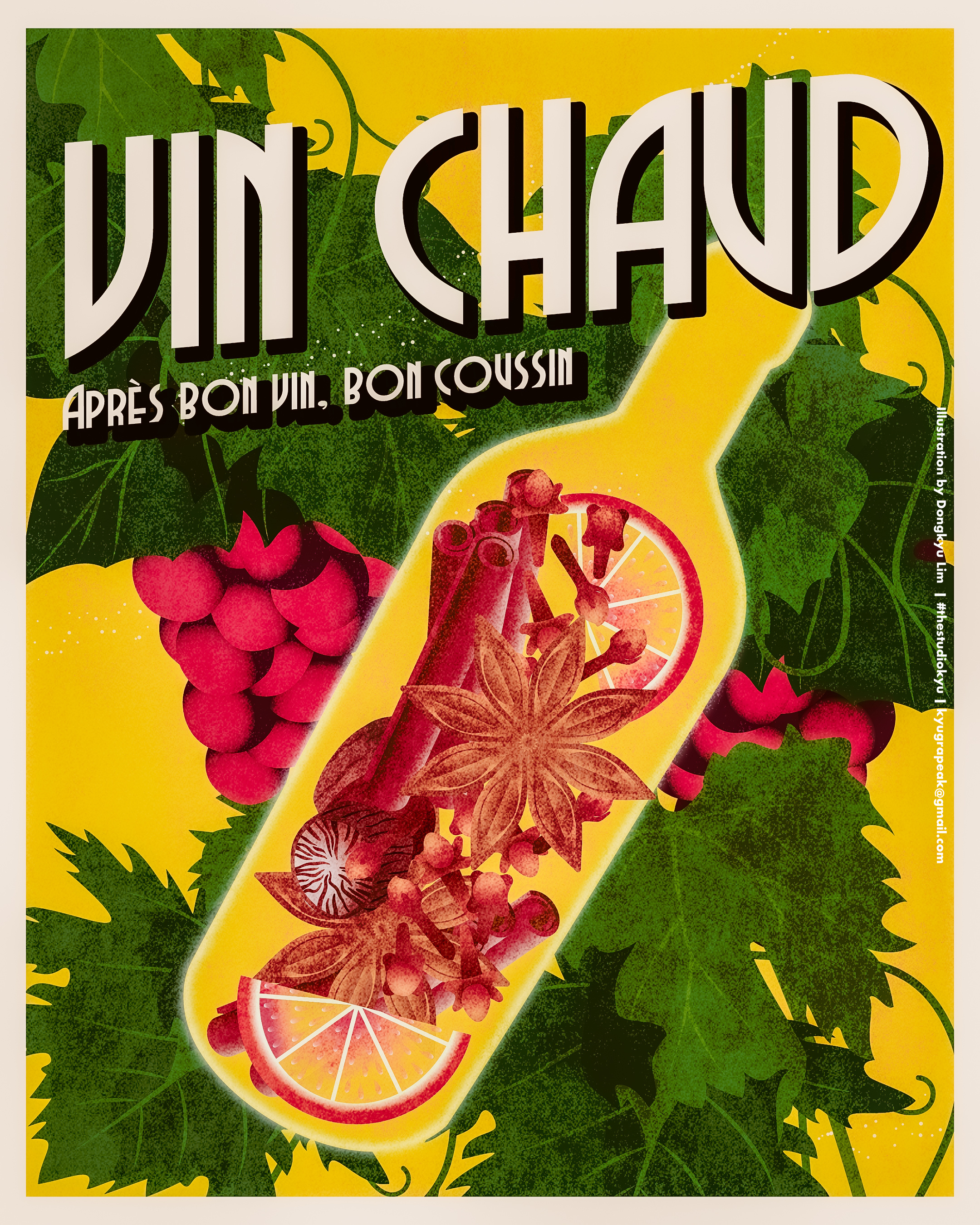Vin Chaud Poster home deco illustration poster vin chaud vintage wine