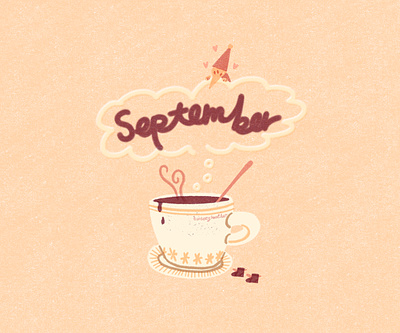 Be Happy September art artwork autumn cafe coffee design fall food handwritten illust illustration ipad newmonth photoshop september tweetyheather 음식 일러스트 카페