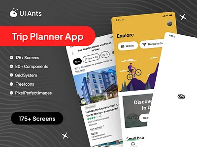 Trip Planner UI App Kit adventure planning app ui design explore world graphic design interary planner journey planner mobile mobile app kit screen tourism app travel app travel app mobile travel campanion travel discoveries travel planning trip planner ui ui design kit ux vacation planner