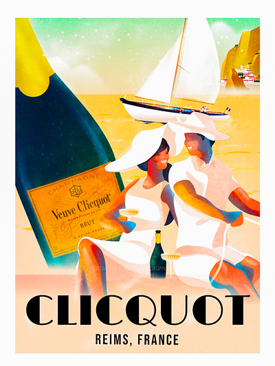 Wine Poster (2) - Veuve Clicuqot art deco champagne illustration retro veuve clicquot vintage wine wine poster