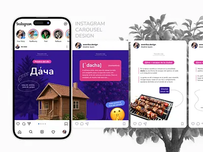 Instagram Carousel Design for Online Language School branding design design inspiration diseño visual diseño web illustration instagram language school minimal design post design social media design ui visual design web design