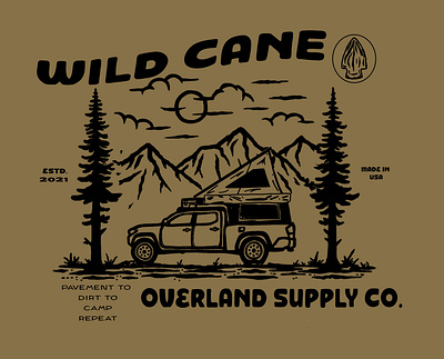 Overland T-Shirt Design apparel branding camping design graphic design illustration merch outdoors
