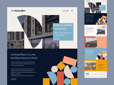 Modo Bloc Website Design abstract blocks colour design desktop homepage property property developer responsive shapes ui ux web web design