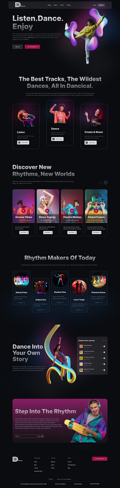 Dancical Landing Page ui ux