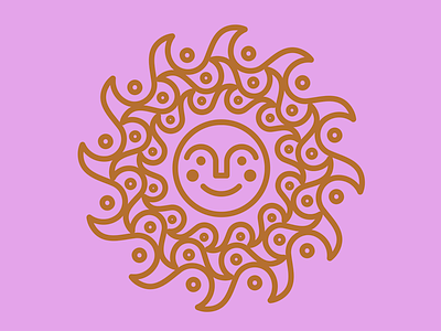 Sun art bronze century folk mid modern pink shine summer sun