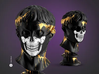 Face Mask on an Sculpture Mockup - Shot #01 apparel apparel mockup cloth coronavirus covid covid 19 dust protection fabric face mask face mask mockup facemask mannequin mock up mockup mockup design octavian augustus pandemic protection protective mask sculpture