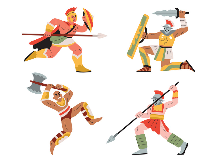 cartoon roman gladiators fighting