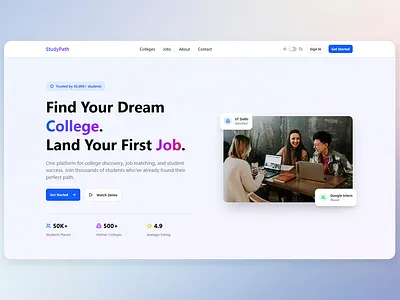 StudyPath UI design graphic design heropage landing page minimilist modern modern design study top design ui web web design webdesign website