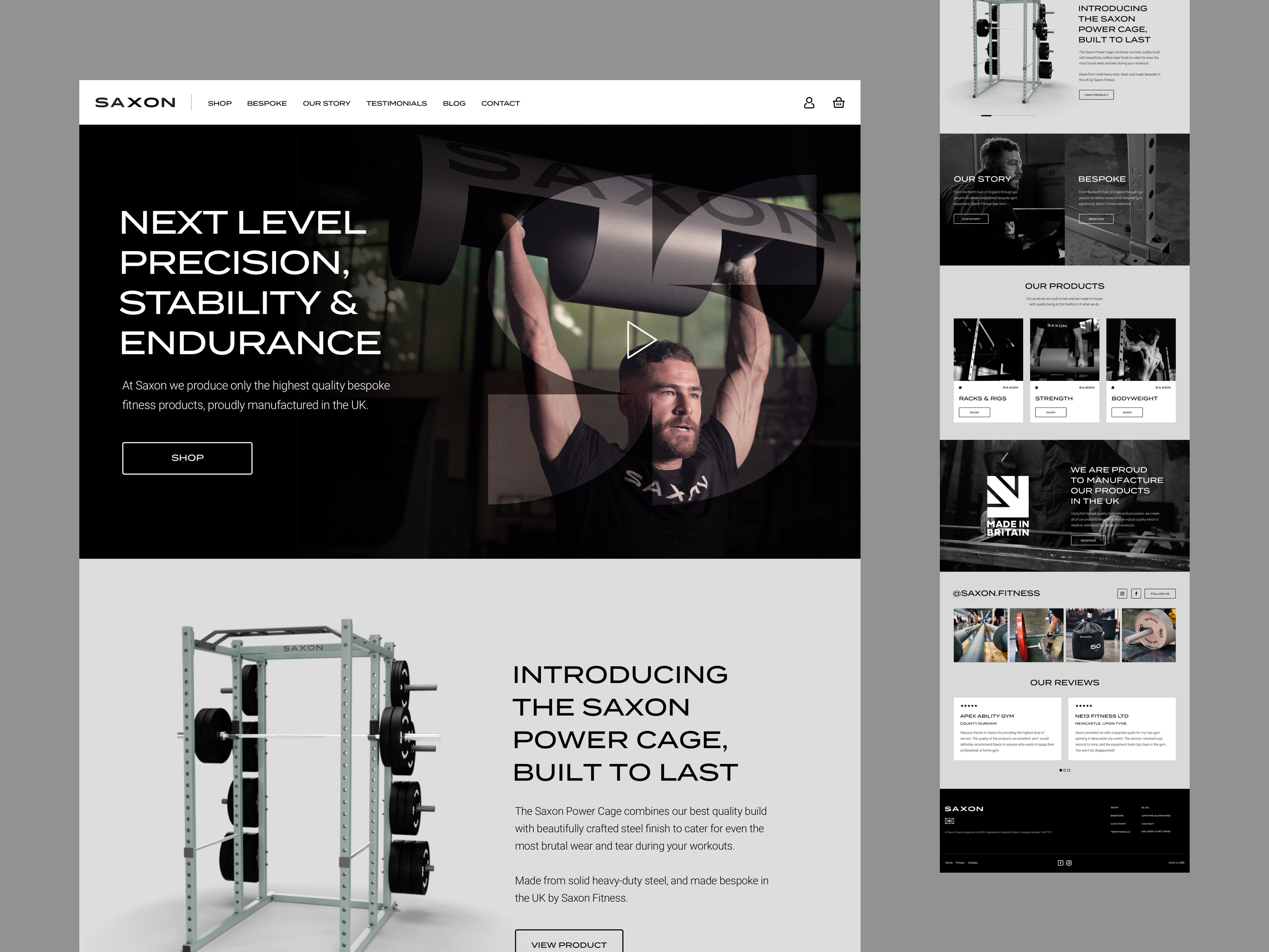 Example of Saxon Fitness Website Design