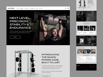 Saxon Fitness Website Design design desktop e commerce equipment fitness gym homepage monochrome responsive saxon shop store ui ux web web design weights