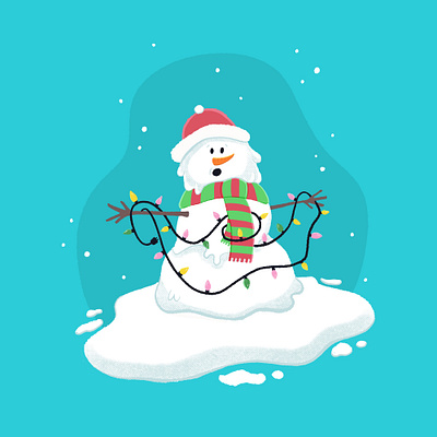 Having a Holly Jolly Meltdown christmas christmas lights christmas2025 disaster festive holiday holiday chaos holiday illustration holiday2025 holidays meltdown melting overwhelmed scarf seasonal snow snowflakes snowman turquoise winter