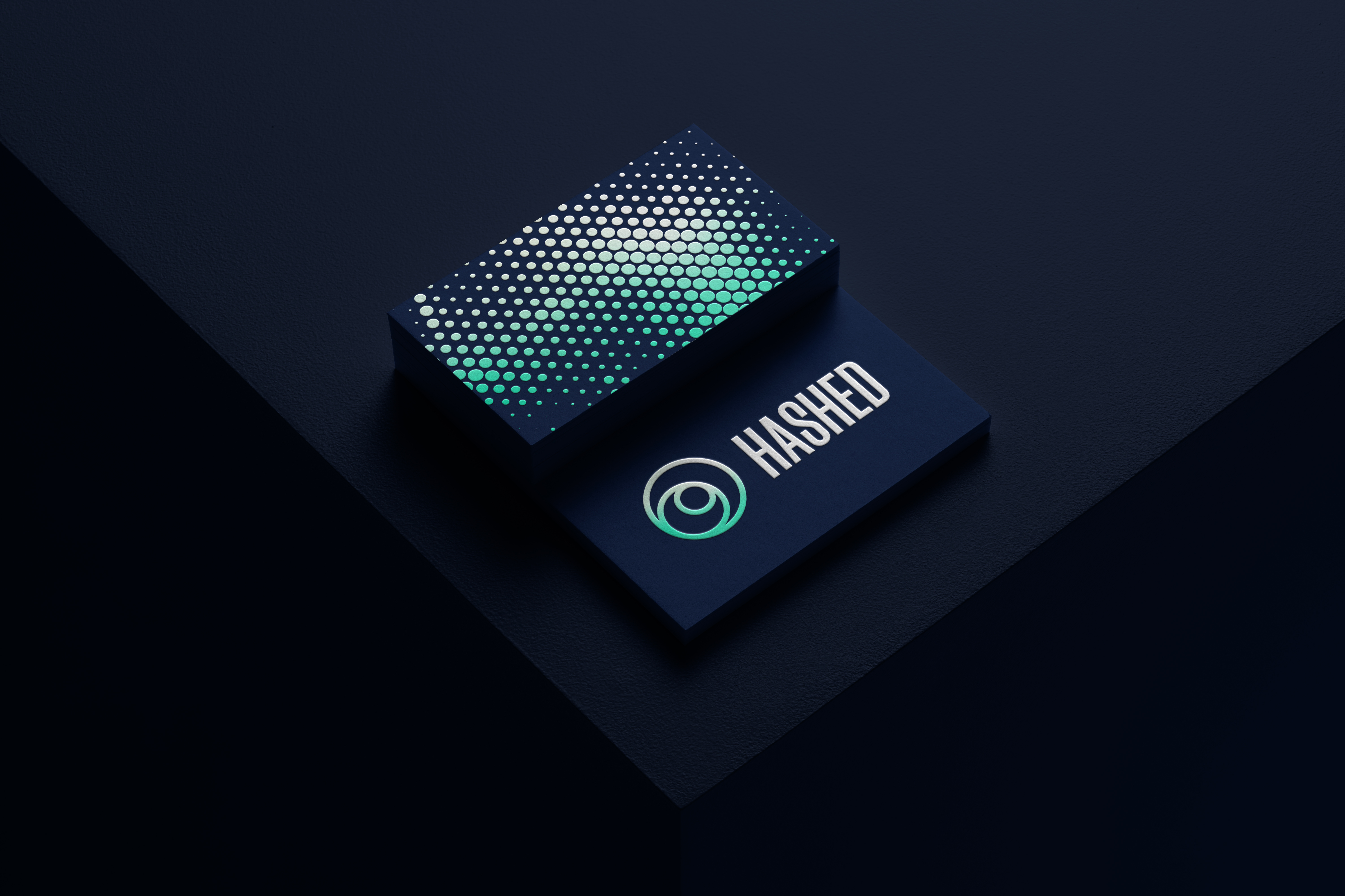 Hashed // Brand Identity app development blockchain branding branding design business cards circle logo corporate branding geometric halftone pattern identity logo logo design software development symbol tech brand technology