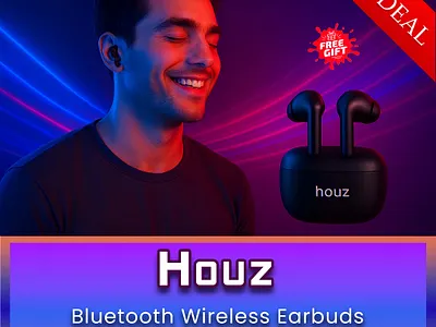 Earbuds Sale Poster advertising banner design branding earbuds sale poster design product promotion social media post social media poster