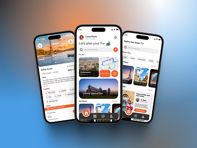 "WanderLust" - A Travel App for Effortless Trip Planning clean design figma graphic design maps mobile app design travel travel app trip ui