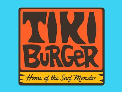 Tiki Burger Logo Concept burger fast food hand drawn logo logo logotype restaurant surf tiki
